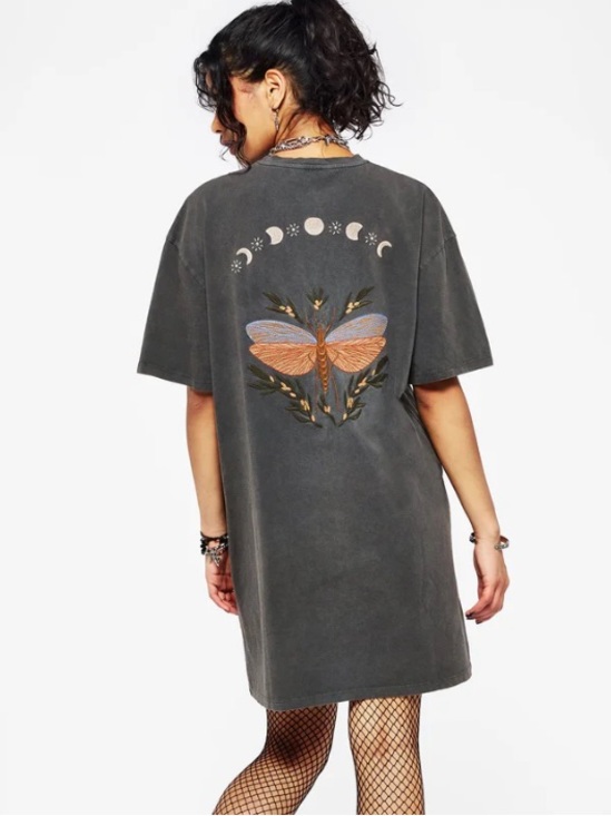 Disturbia Dresses & Skirts - Disturbia cotton embroidered griffinfly T-Shirt dress size large
